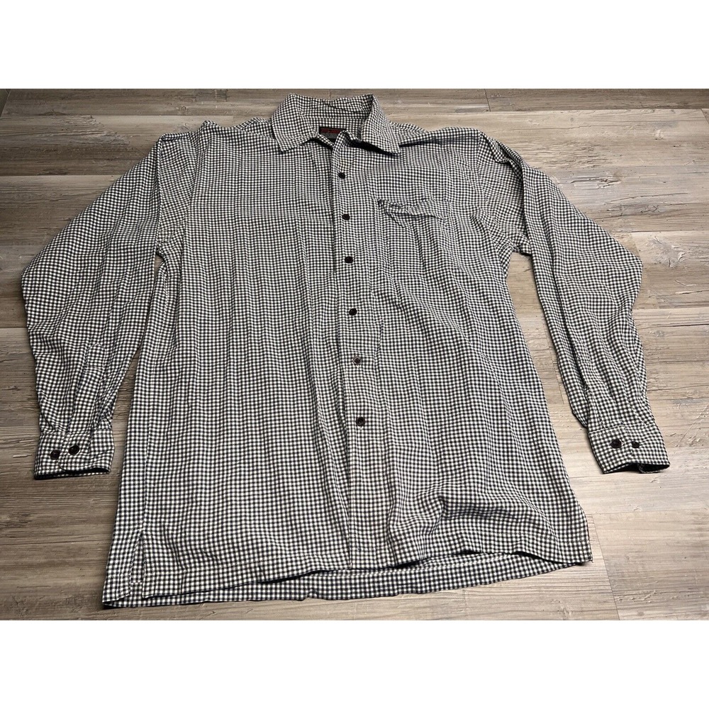 Vintage Y2K Fubu Mens Shirt XL Blue White Checkered Plaid Button Up Long Sleeve